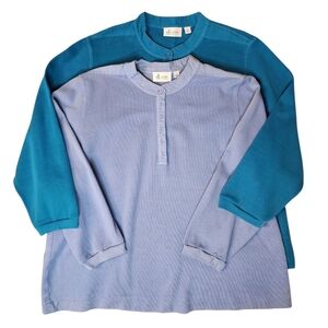 Denim&Co Women's 1X Sweatshirts Lot of 2 - Blue and Teal